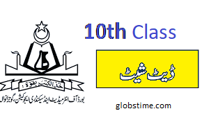 10th Class Date Sheet 2023 BISE Gujranwala Board