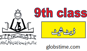 9th Class Date Sheet 2023 Gujranwala Board