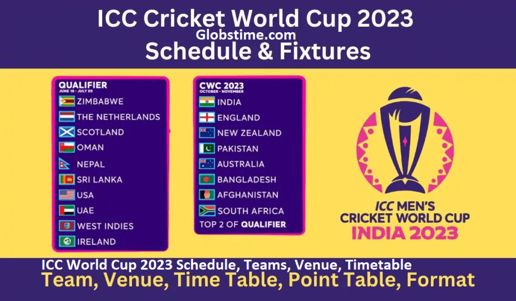 ICC World Cup 2023 Schedule, Teams, Venue, Timetable